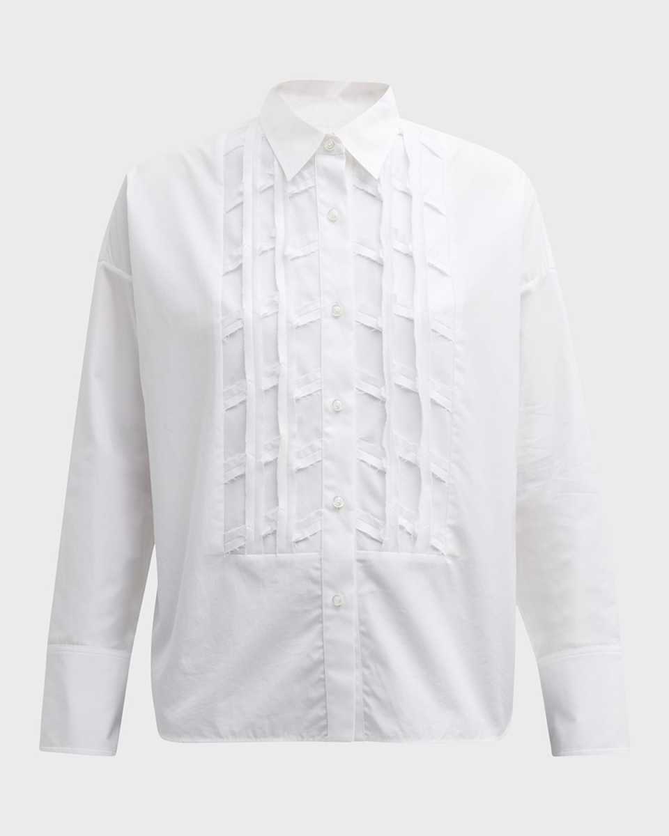 Soir Embellished Button-Down Cotton Shirt